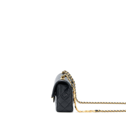 Chanel Seasonal Flap Bag with Detail Chain Lambskin Black Brushed GHW (Microchip)