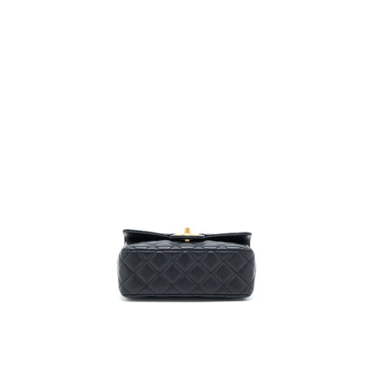 Chanel Seasonal Flap Bag with Detail Chain Lambskin Black Brushed GHW (Microchip)