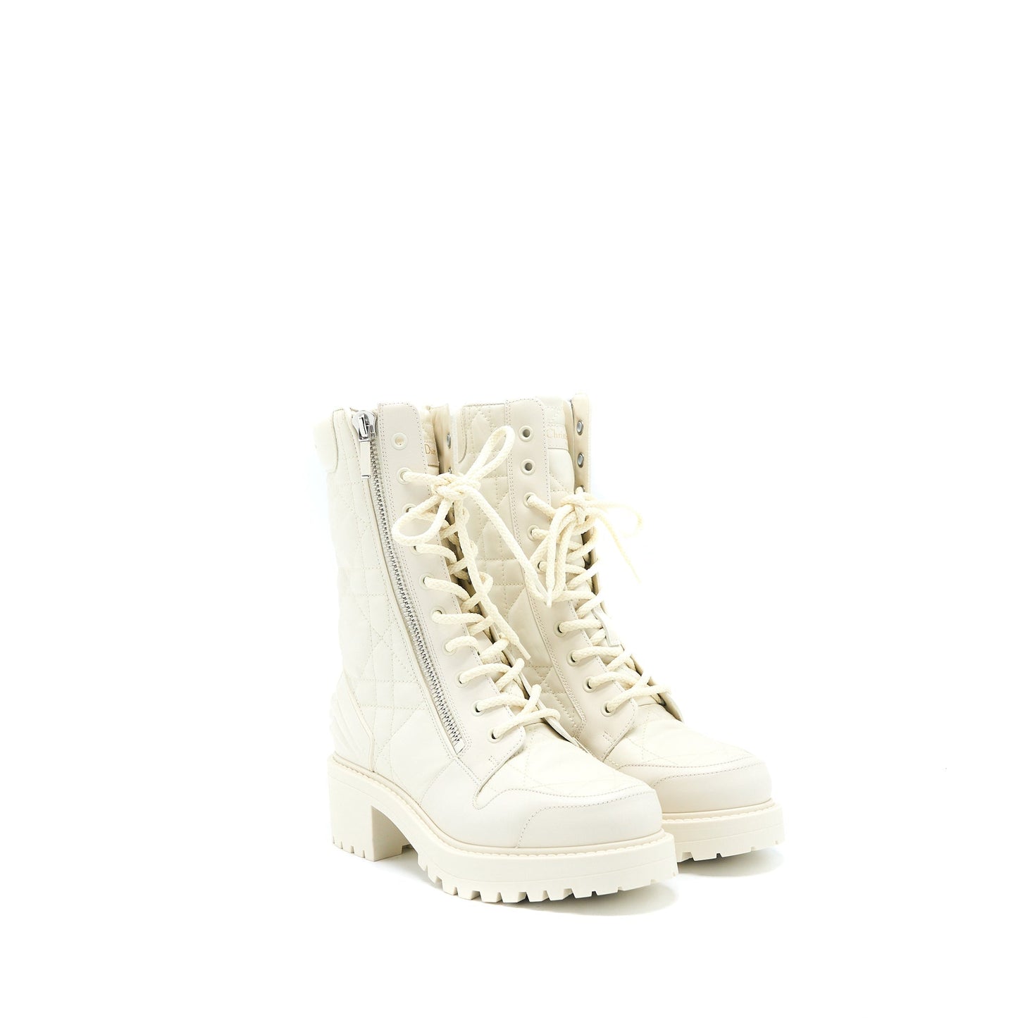 Dior Size 36 D-leader Ankle Boot Quilted Cannage Calfskin White