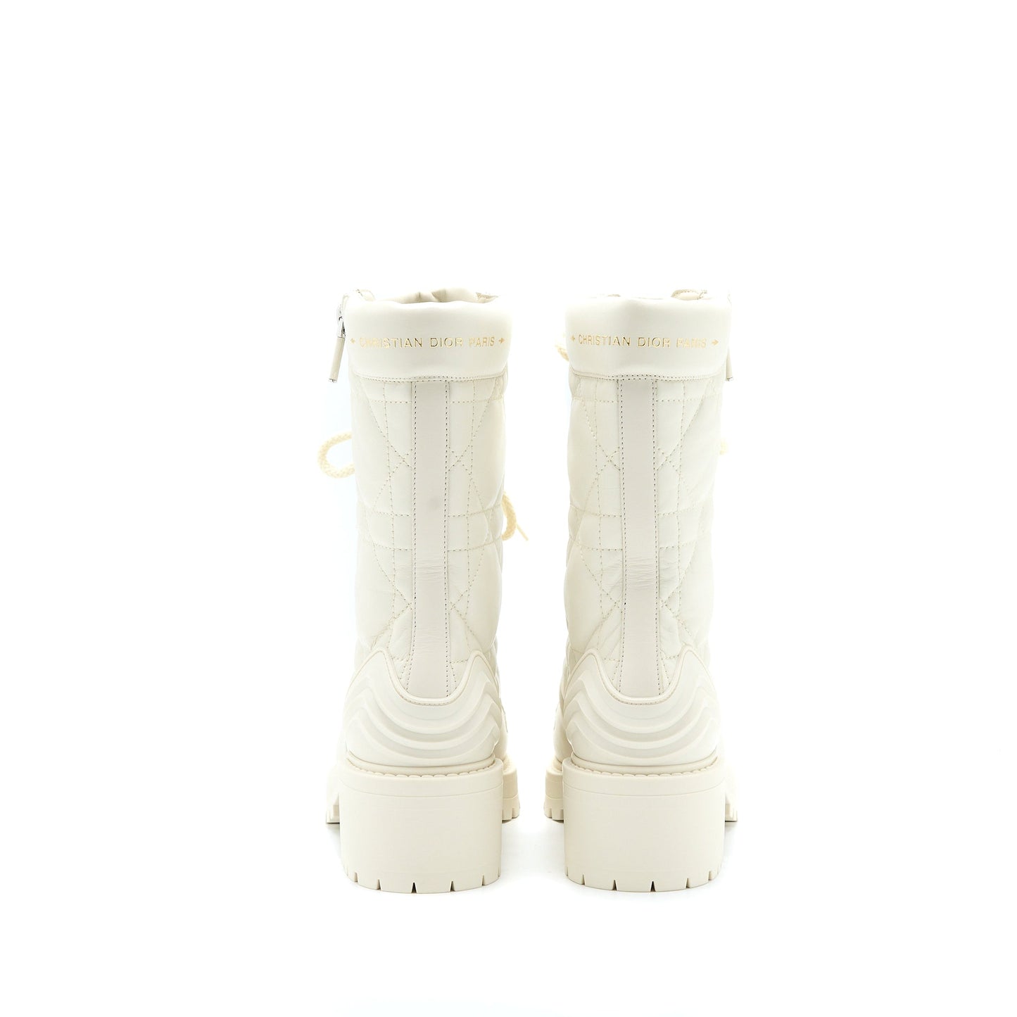 Dior Size 36 D-leader Ankle Boot Quilted Cannage Calfskin White