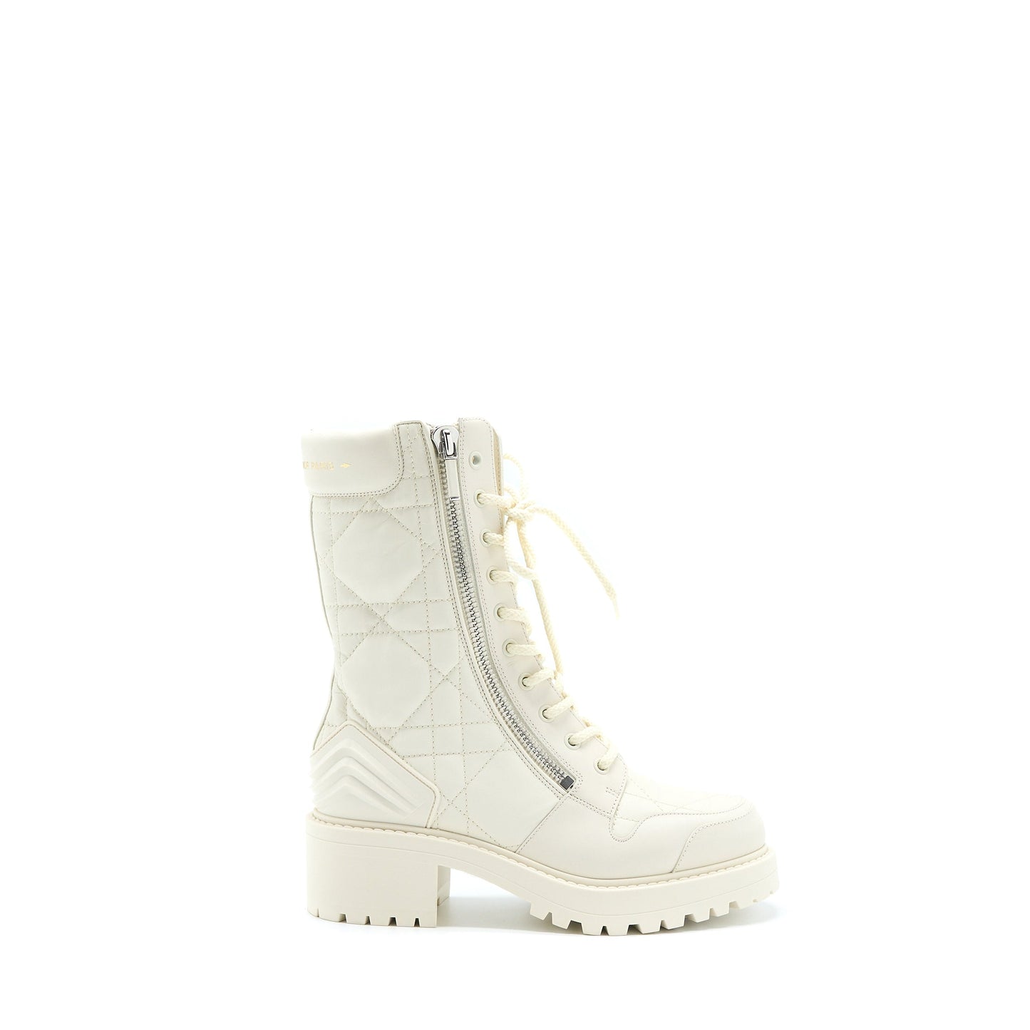 Dior Size 36 D-leader Ankle Boot Quilted Cannage Calfskin White