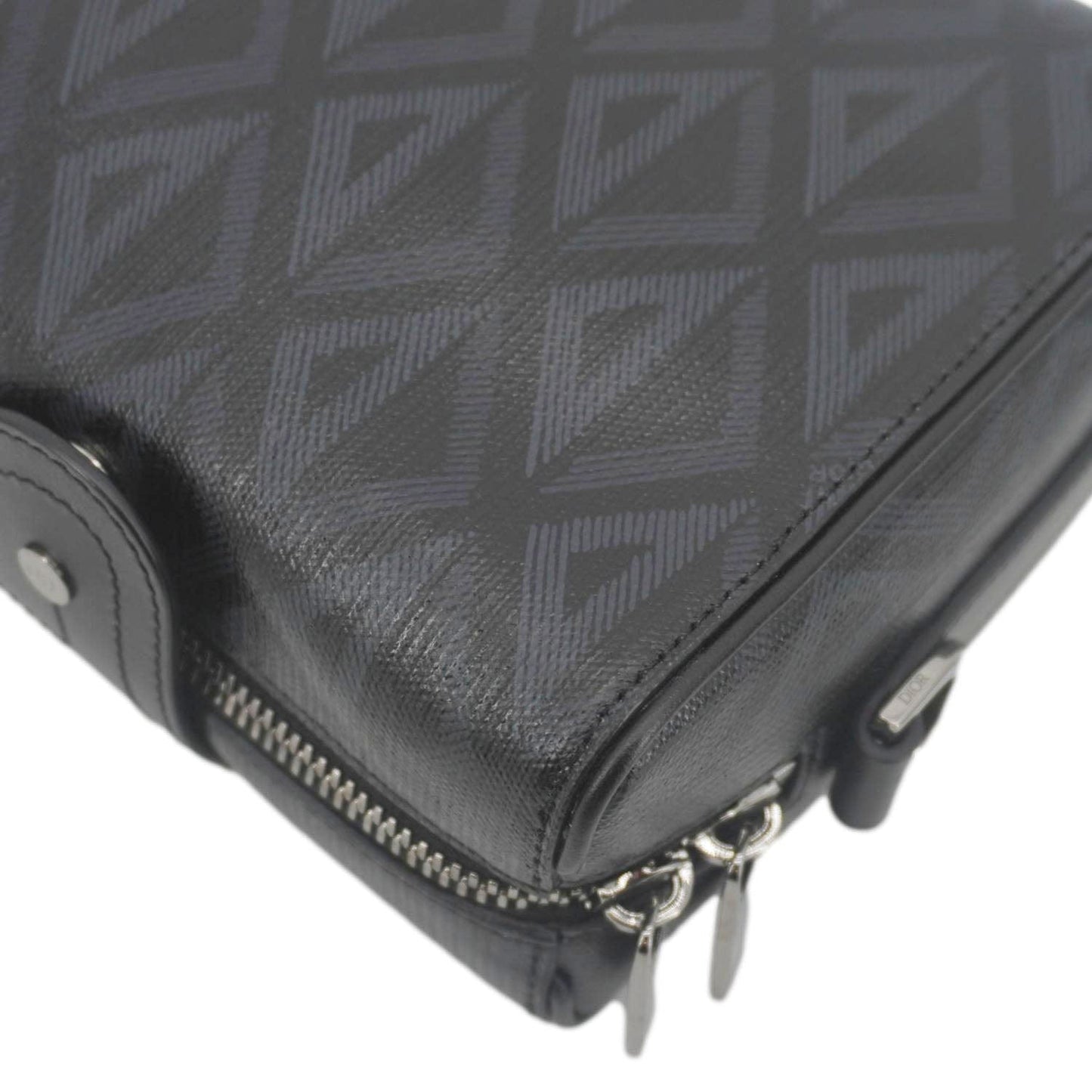 CHRISTIAN DIOR Lingot 22 CD Diamond Canvas Messenger Bag Black