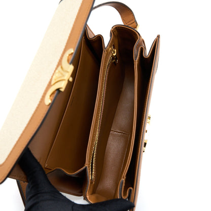 Celine Triomphe Purse Textile/Calfskin White/Tan