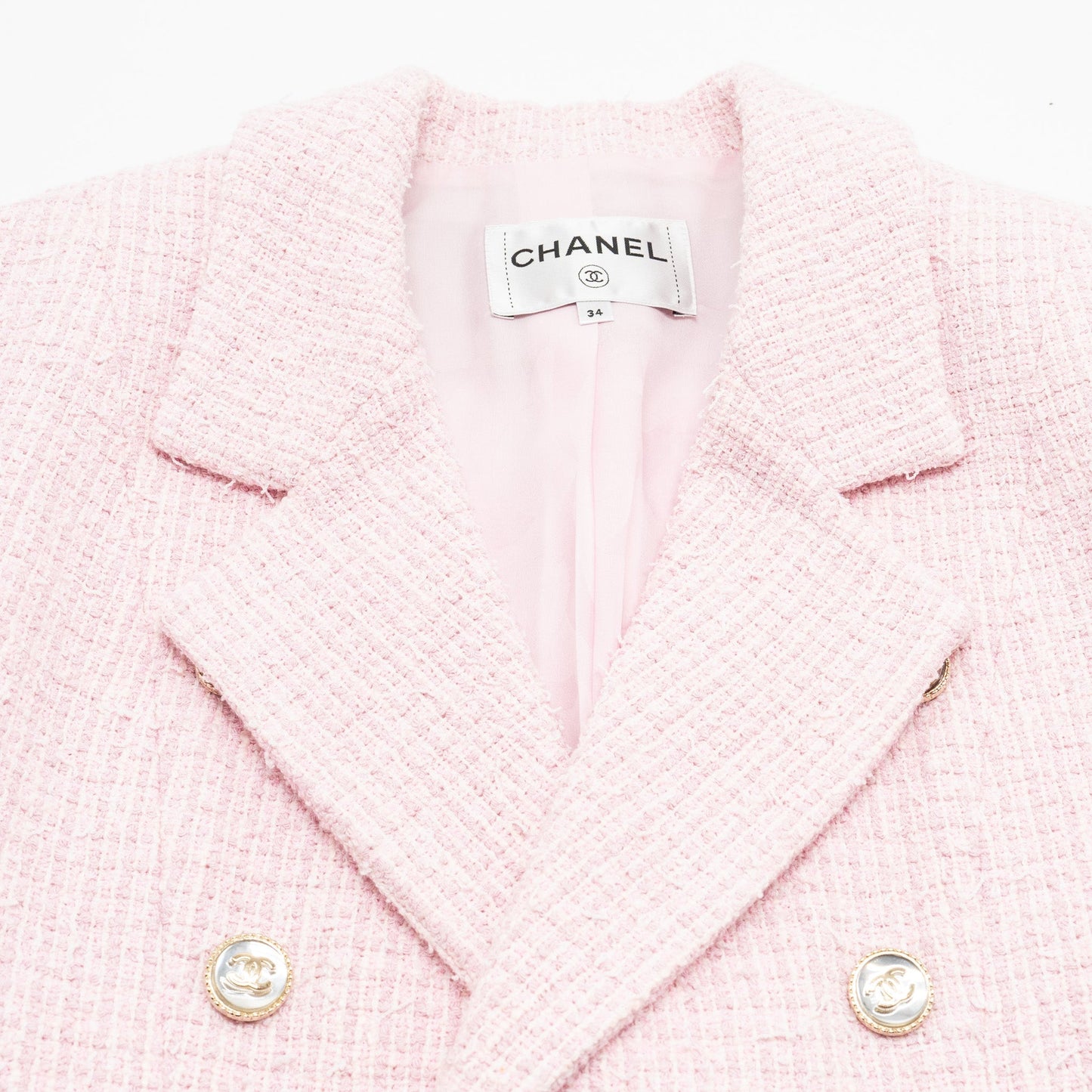 Chanel 21S Size 34 Tweed Jacket Cotton/ Polyester/ Acrylic Pink