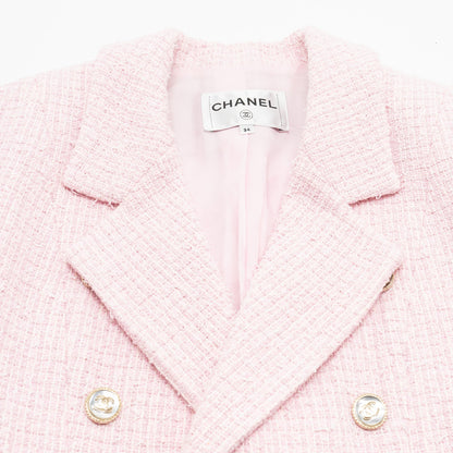Chanel 21S Size 34 Tweed Jacket Cotton/ Polyester/ Acrylic Pink