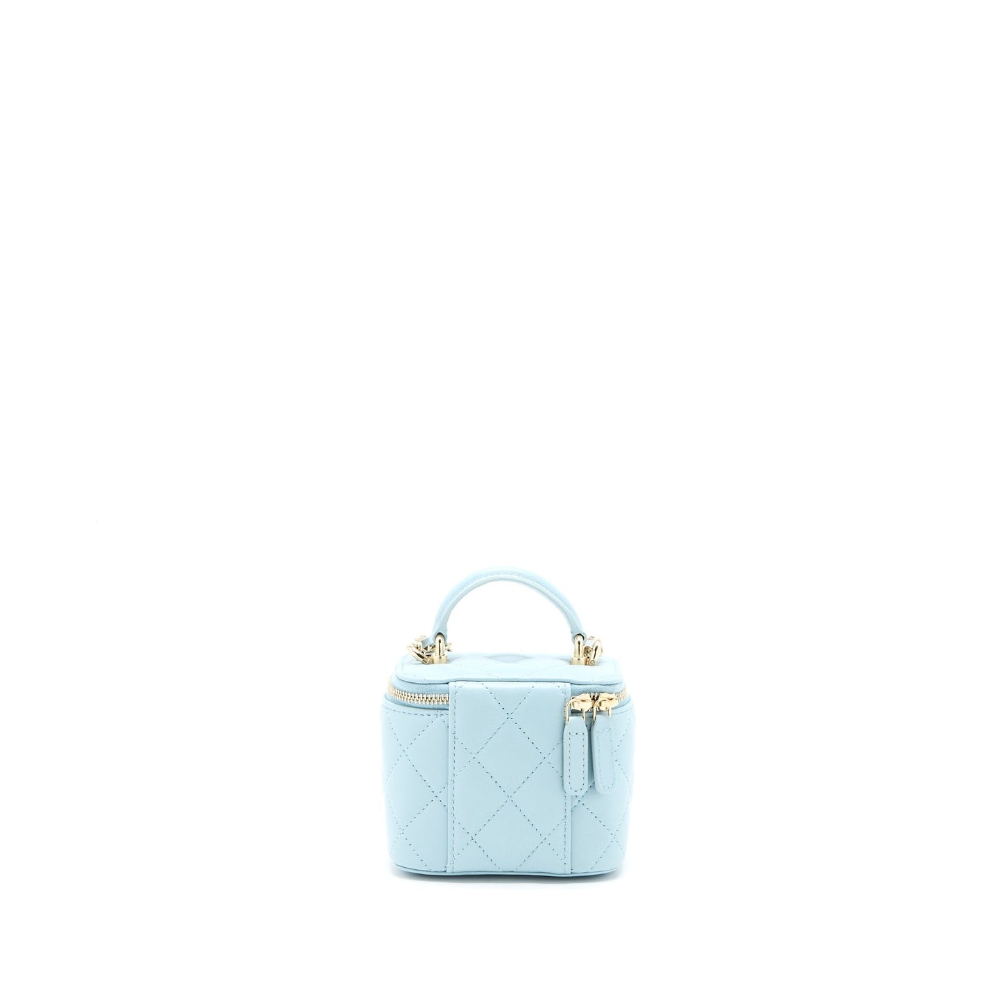 Chanel 22P Top Handle Mini Vanity with Chain Lambskin Light Blue LGHW