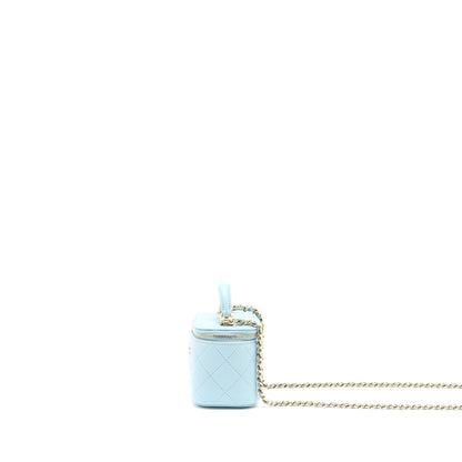 Chanel 22P Top Handle Mini Vanity with Chain Lambskin Light Blue LGHW