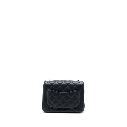 Chanel 23C Pearl Crush Mini Square Flap Bag Lambskin Black LGHW (Microchip)