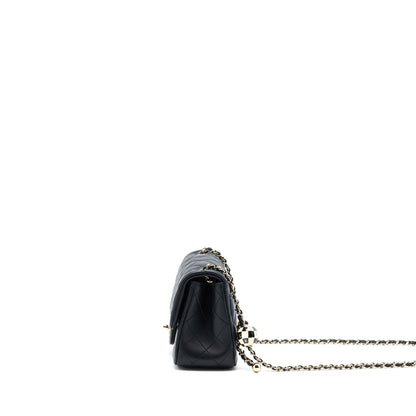 Chanel 23C Pearl Crush Mini Square Flap Bag Lambskin Black LGHW (Microchip)