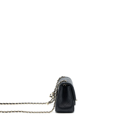 Chanel 23C Pearl Crush Mini Square Flap Bag Lambskin Black LGHW (Microchip)