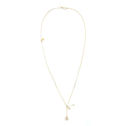 Chanel No.5/CC Logo/Star Necklace Light Gold Tone