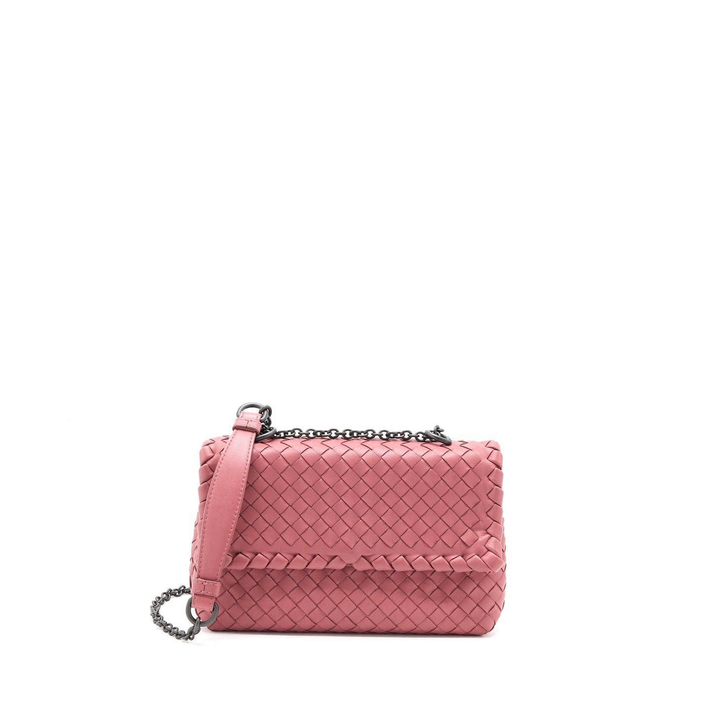 Bottega Veneta Olympia Chain Purse Nappa Dark Pink with Black Hardware
