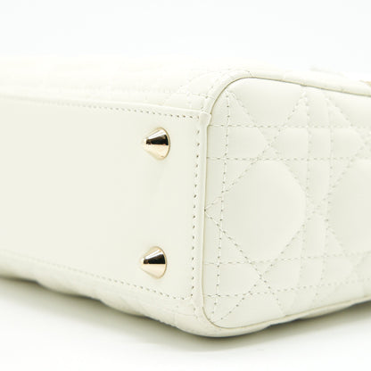 CHRISTIAN DIOR Small Lady Dior Cream With LGHW