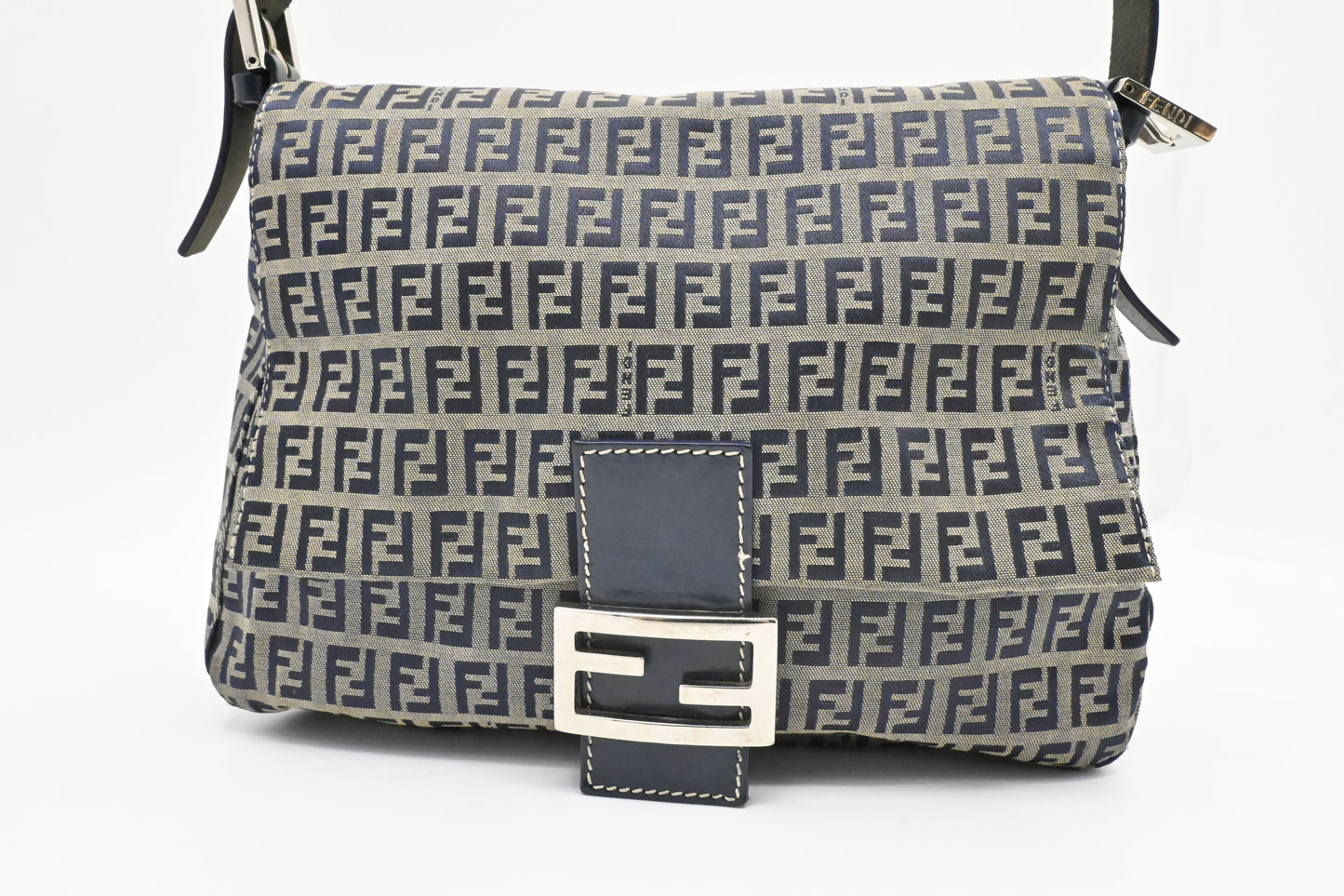 Fendi Mama Baguette in Navy Zucca Canvas