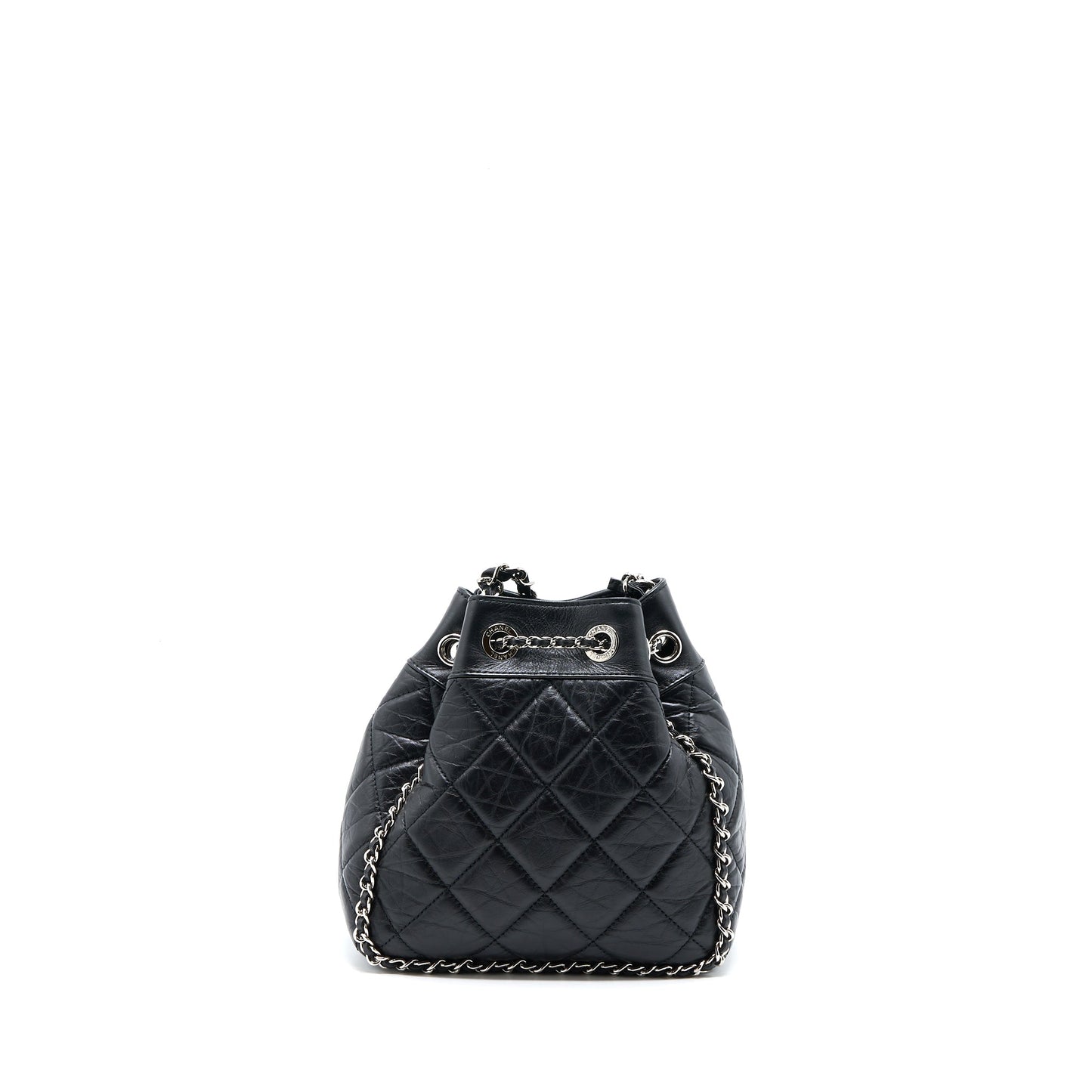 Chanel 20S Drawstring Bucket Bag Aged Calfskin Black SHW