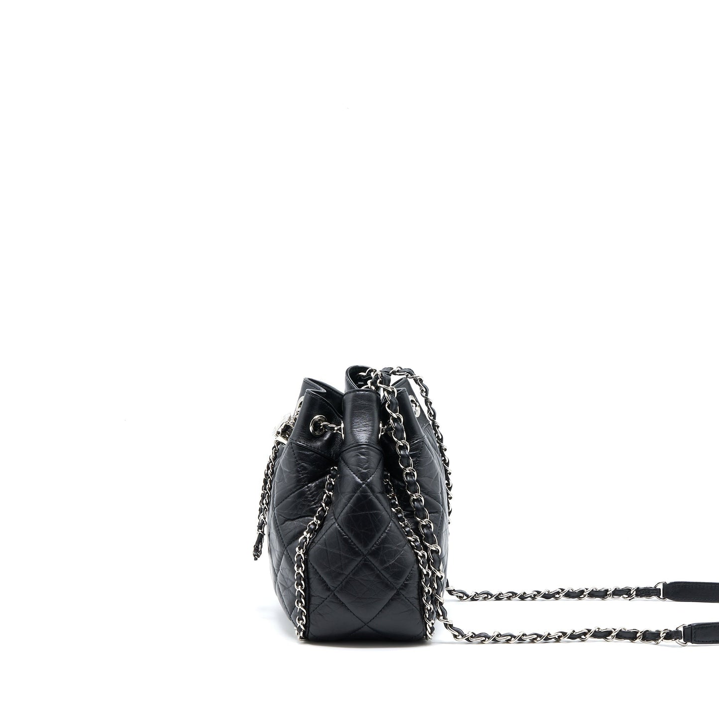 Chanel 20S Drawstring Bucket Bag Aged Calfskin Black SHW