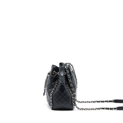 Chanel 20S Drawstring Bucket Bag Aged Calfskin Black SHW