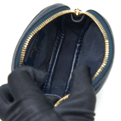 Chanel Mini Round Pouch Caviar Navy LGHW