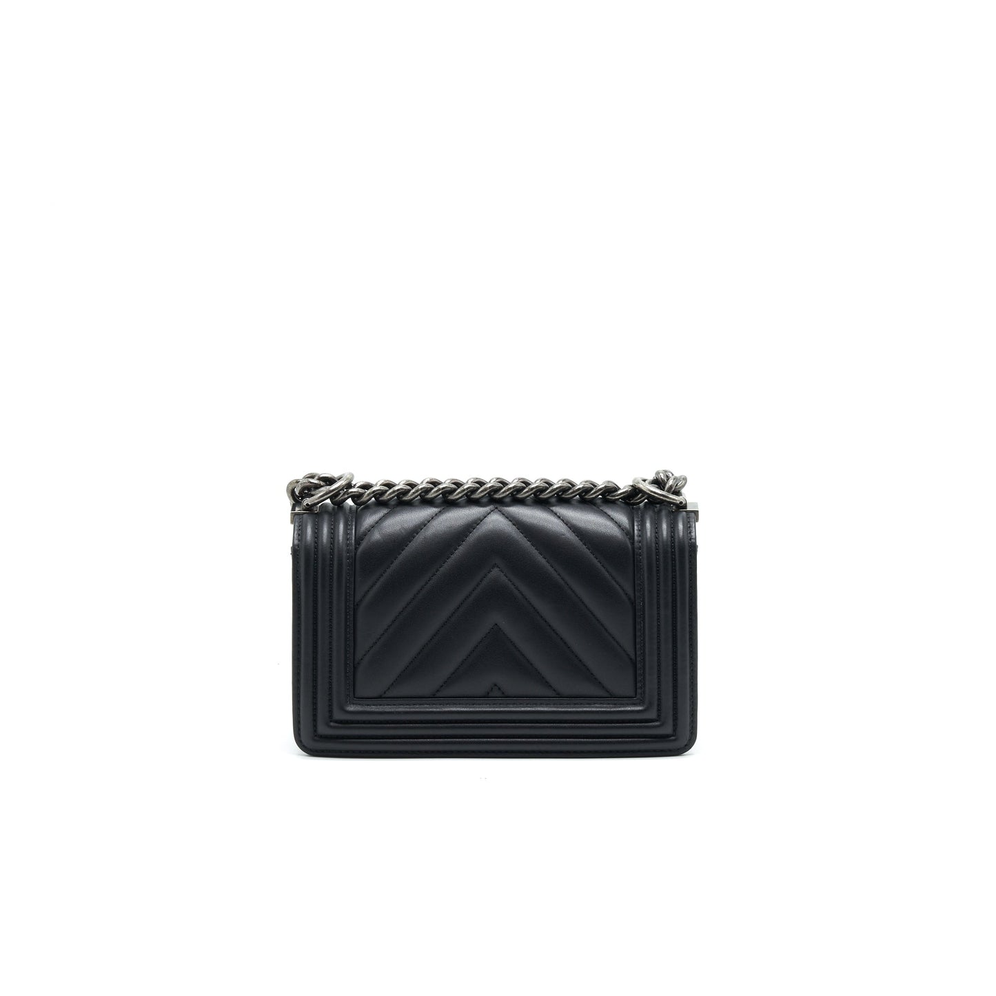 Chanel Small Chevron Leboy Bag Calfskin Black HW