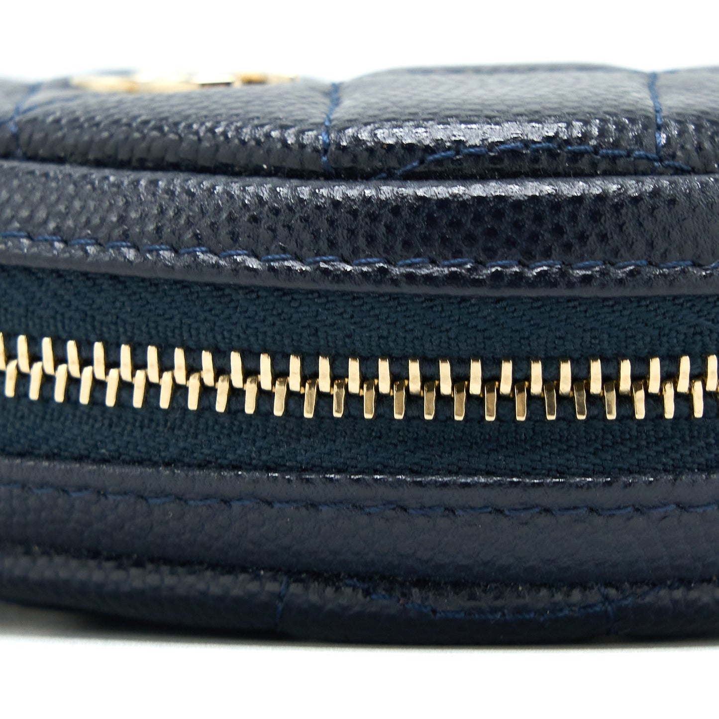 Chanel Mini Round Pouch Caviar Navy LGHW
