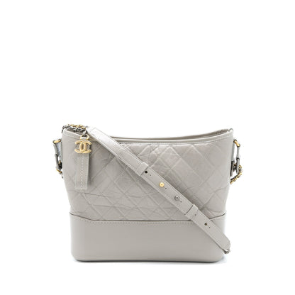 Chanel Large Gabrielle Hobo Bag Aged Calfskin Light Grey Multicoloured Hardware