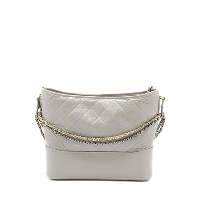 Chanel Large Gabrielle Hobo Bag Aged Calfskin Light Grey Multicoloured Hardware