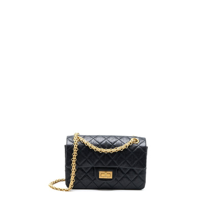 Chanel Mini Reissue 2.55 Flap Bag Aged Calfskin Black Brushed GHW (Microchip)