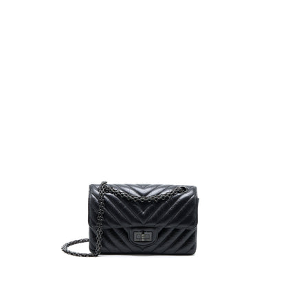 Chanel Mini Reissue 2.55 Flap Bag Chevron Aged Calfskin So Black