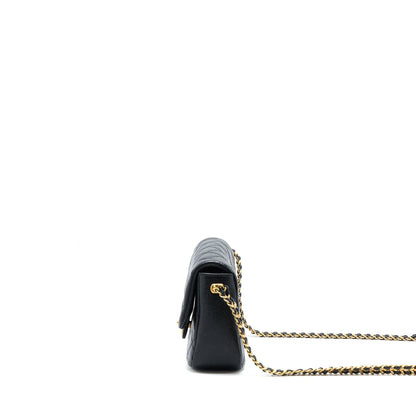 Chanel Quilted Flap Bag with Double Chain Caviar Black Brushed GHW (Microchip)