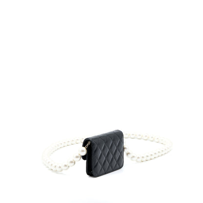 Chanel Mini Bag with Giant Pearl Chain Lambskin Black LGHW