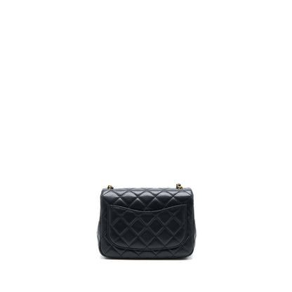 Chanel Pearl Crush Mini Square Flap Bag Lambskin Black Brushed GHW (Microchip)