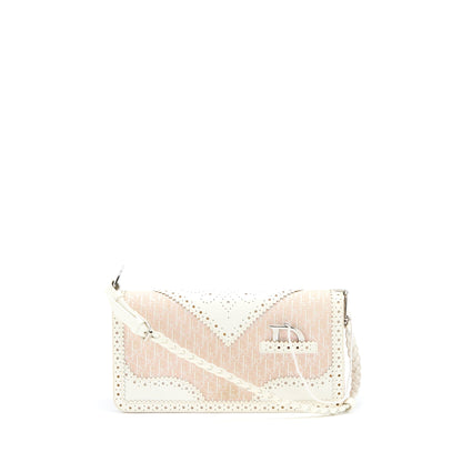 Dior Pink Logo Monogram Lace Handbag Pearl D Strap Charm