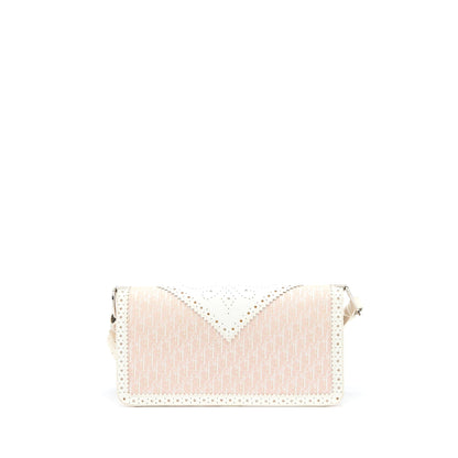 Dior Pink Logo Monogram Lace Handbag Pearl D Strap Charm