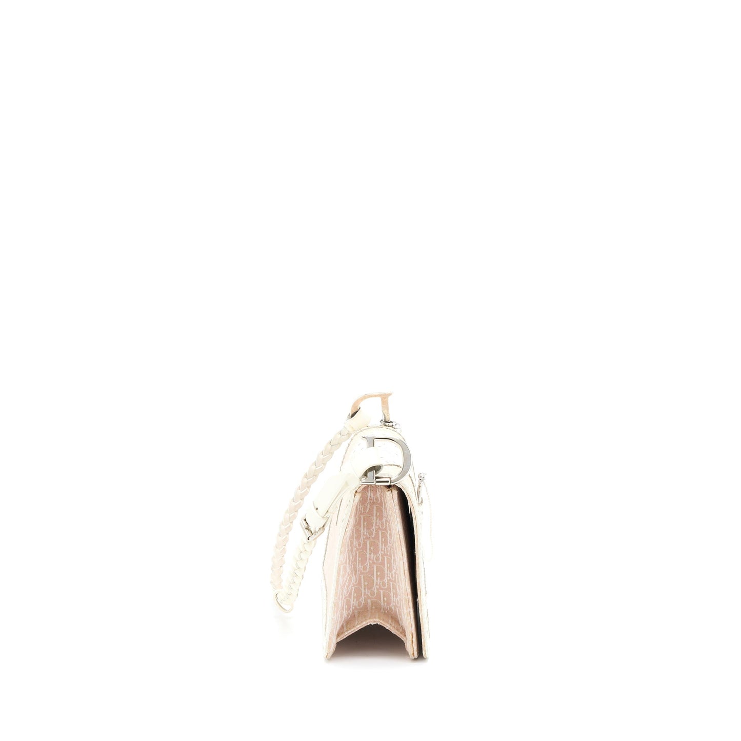 Dior Pink Logo Monogram Lace Handbag Pearl D Strap Charm