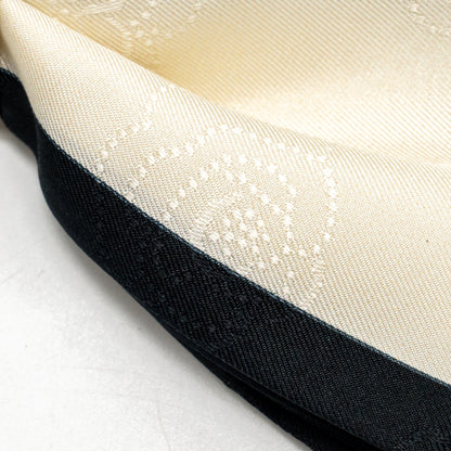 Chanel Camellia/Letter Hair Tie Silk Twill Ecru/Black