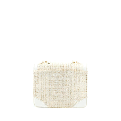 Chanel Vintage Flap Bag Tweed / Leather White GHW