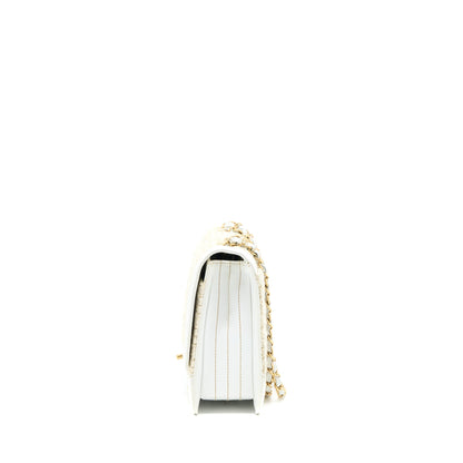 Chanel Vintage Flap Bag Tweed / Leather White GHW