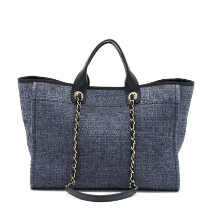 Chanel Deauville Tote Bag Tweed Dark Grey / Black LGHW (Microchip)
