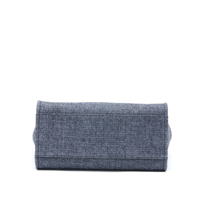 Chanel Deauville Tote Bag Tweed Dark Grey / Black LGHW (Microchip)