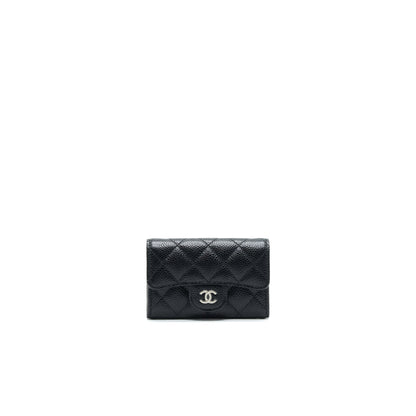 CHANEL Classic Card Holder Grained Calfskin SHW Black
