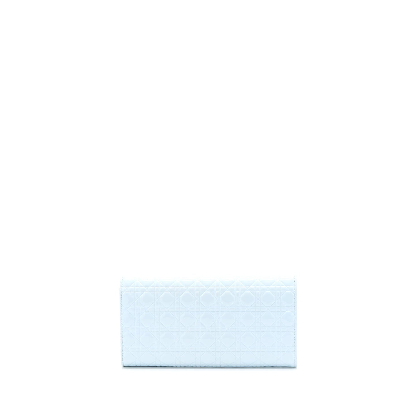 Dior Flap Wallet with Chain Patent Light Blue with Blue Hardware