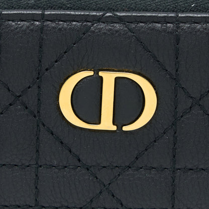 Dior Caro Detachable Card Holder Cannage Supple Calfskin Black