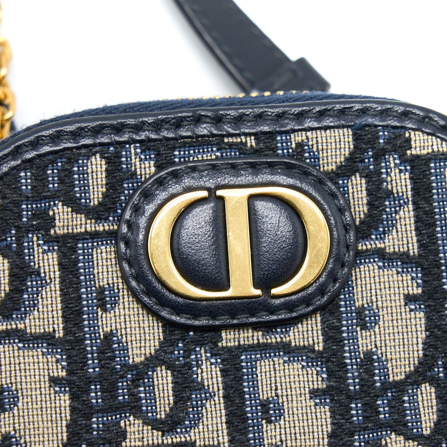 Dior Montaigne Phone Holder Oblique Jacquard Canvas Blue