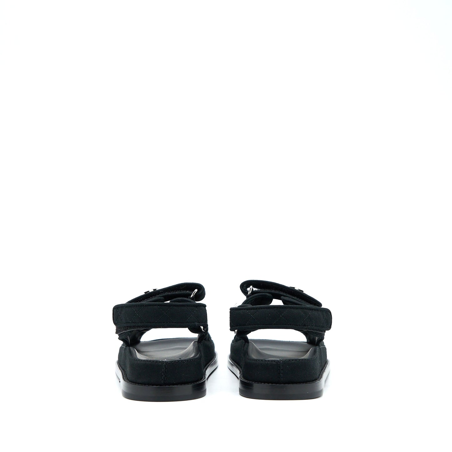 Chanel Size 36 Dad Sandals Crystal Logo Fabric Black