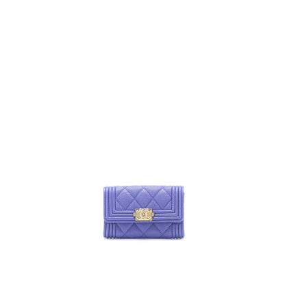 Chanel Boy Card Holder Caviar Purple LGHW