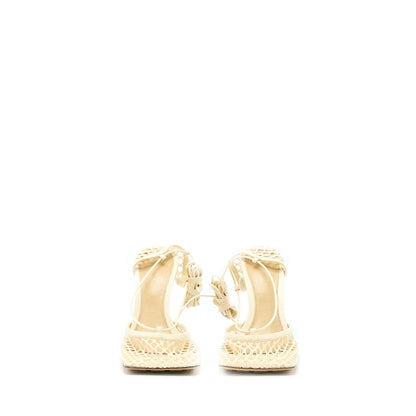 Bottega Veneta Size 39 Stretch Lace-up Sandals Lambskin White
