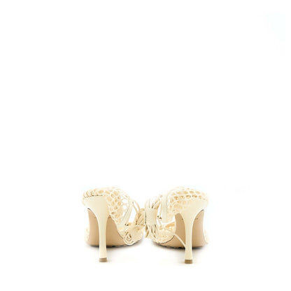 Bottega Veneta Size 39 Stretch Lace-up Sandals Lambskin White