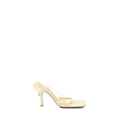 Bottega Veneta Size 39 Stretch Lace-up Sandals Lambskin White