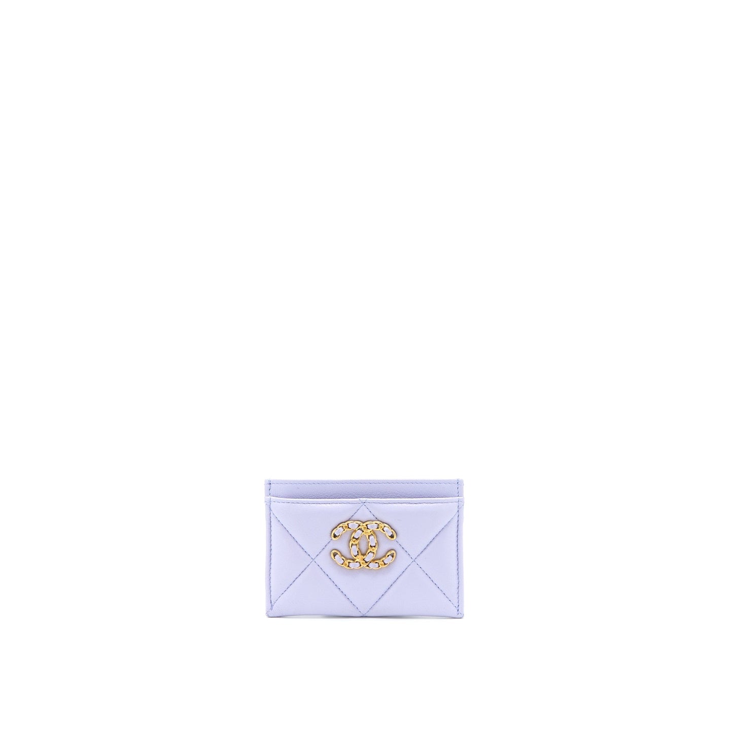Chanel 19 Card Holder Lambskin Light Purple GHW