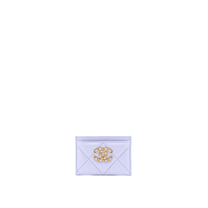 Chanel 19 Card Holder Lambskin Light Purple GHW